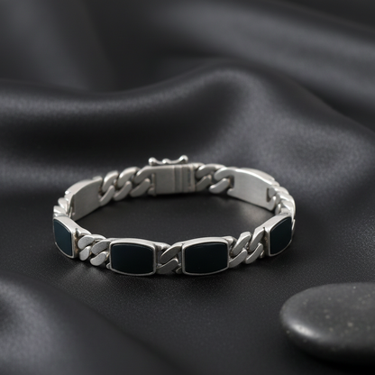 Obsidian Link Cuff Bracelet