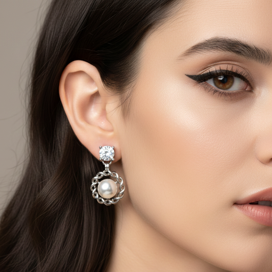 Timeless Embrace Pearl Drop Earrings