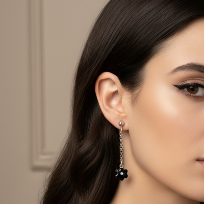 Midnight Bloom Chain Drop Earrings