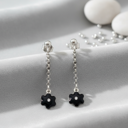 Midnight Bloom Chain Drop Earrings