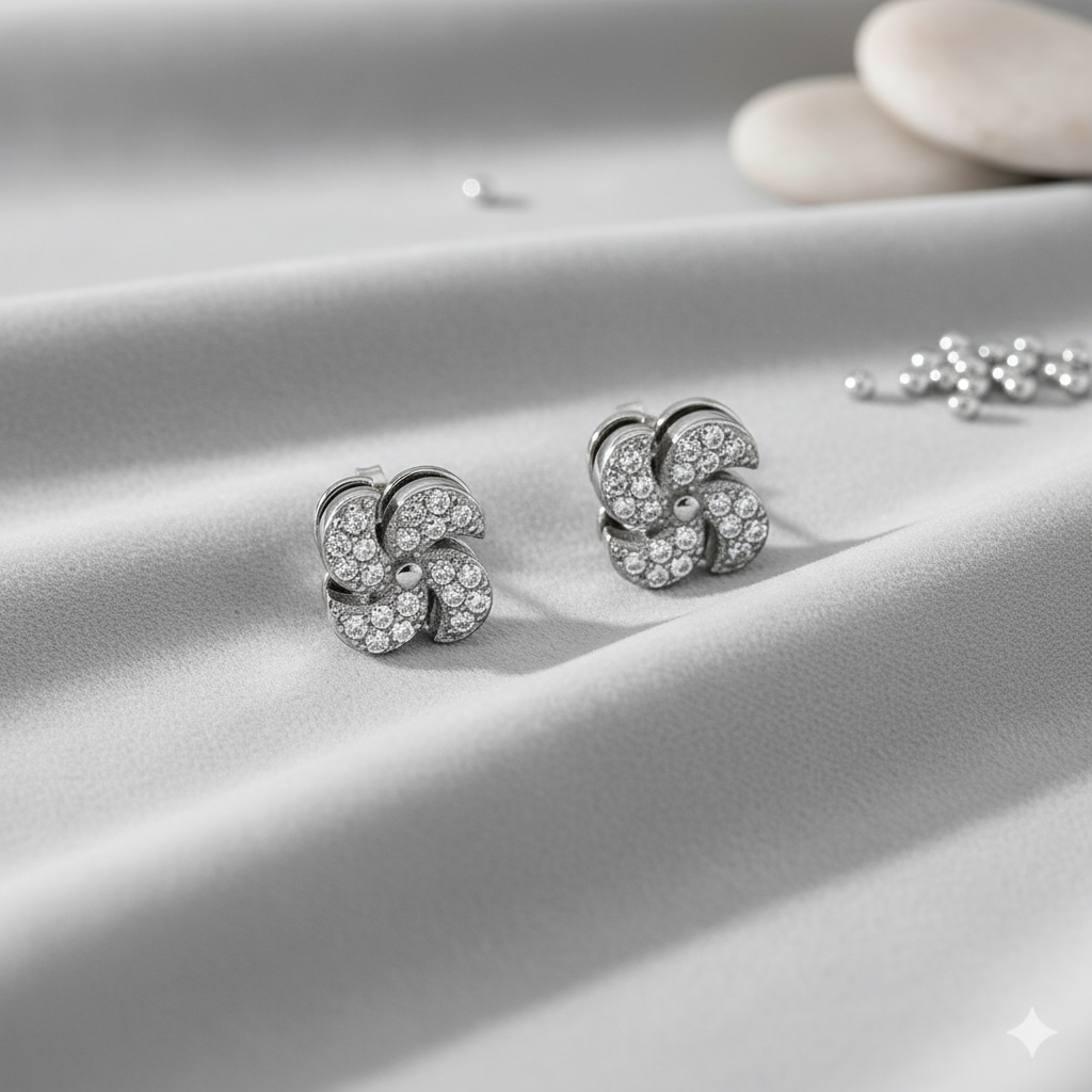 Glimmering Pinwheel Stud Earrings