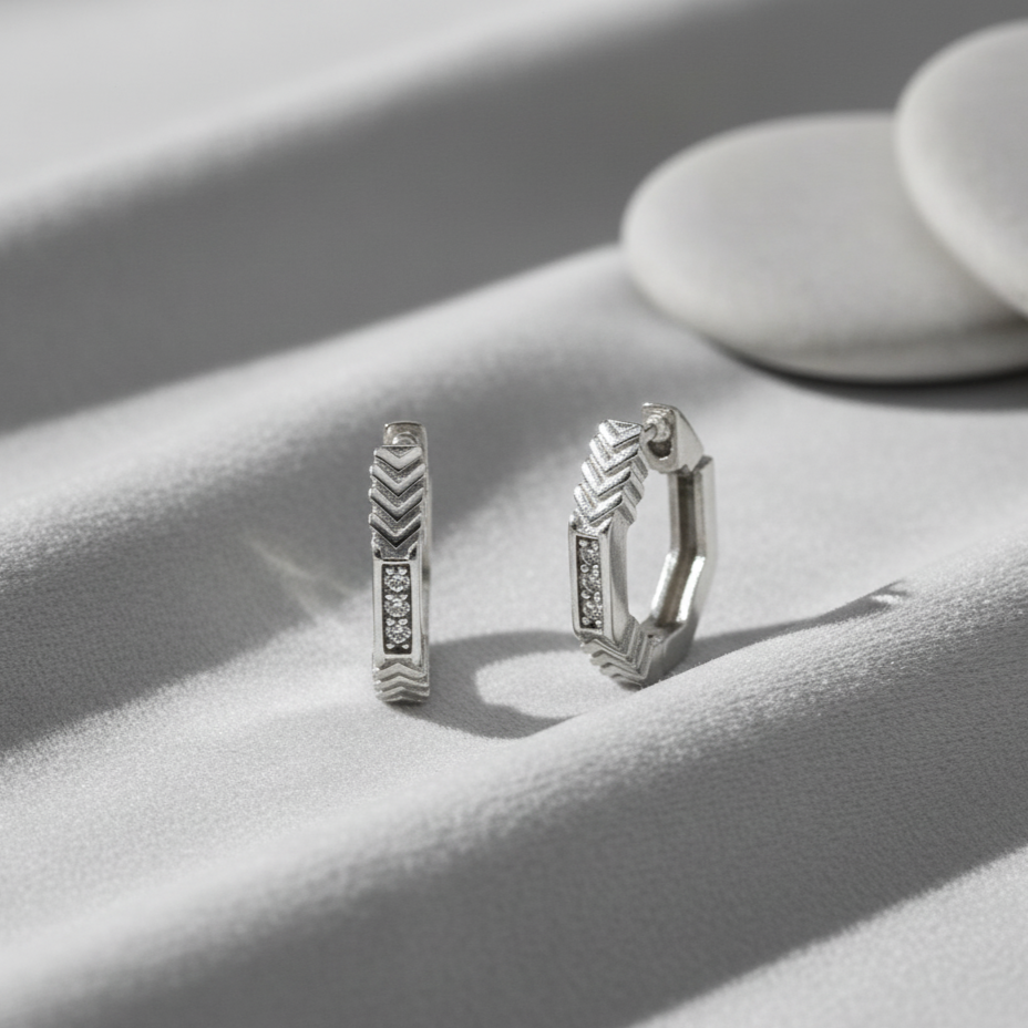 Urban Chevron Huggie Hoops