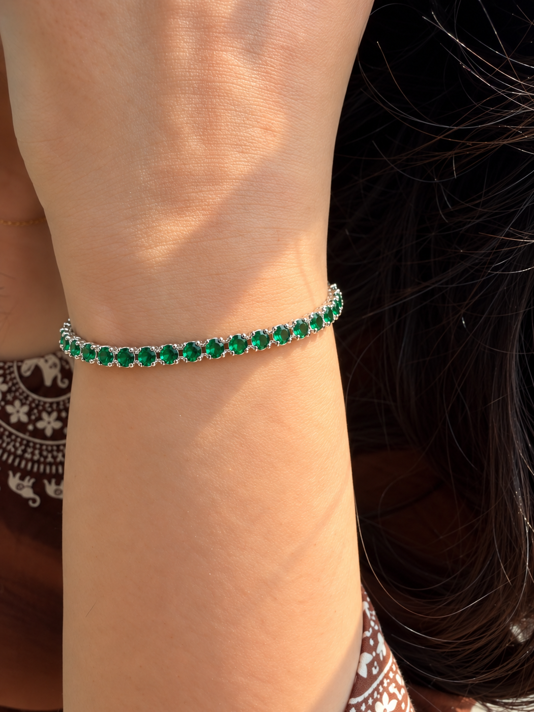 Emerald Bloom Slider Bracelet