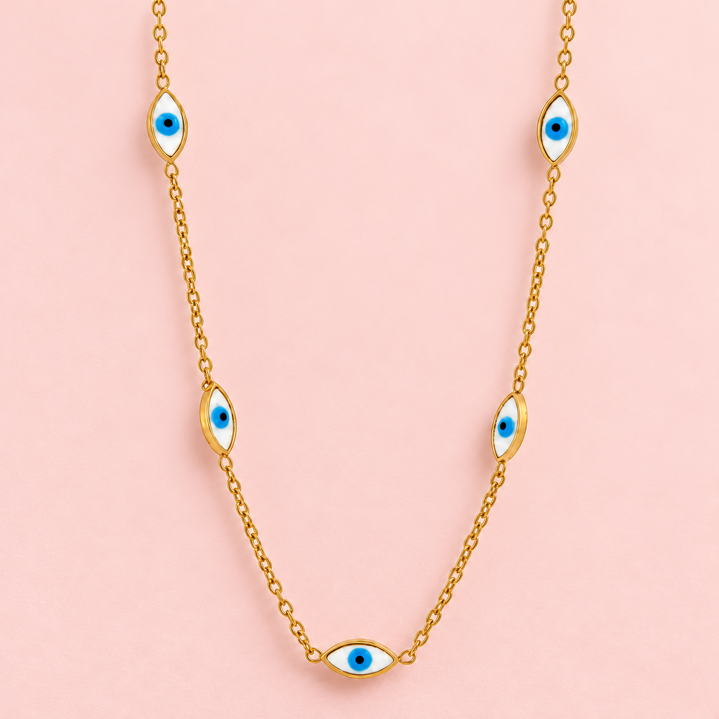 Golden Evil Eye Station Necklace