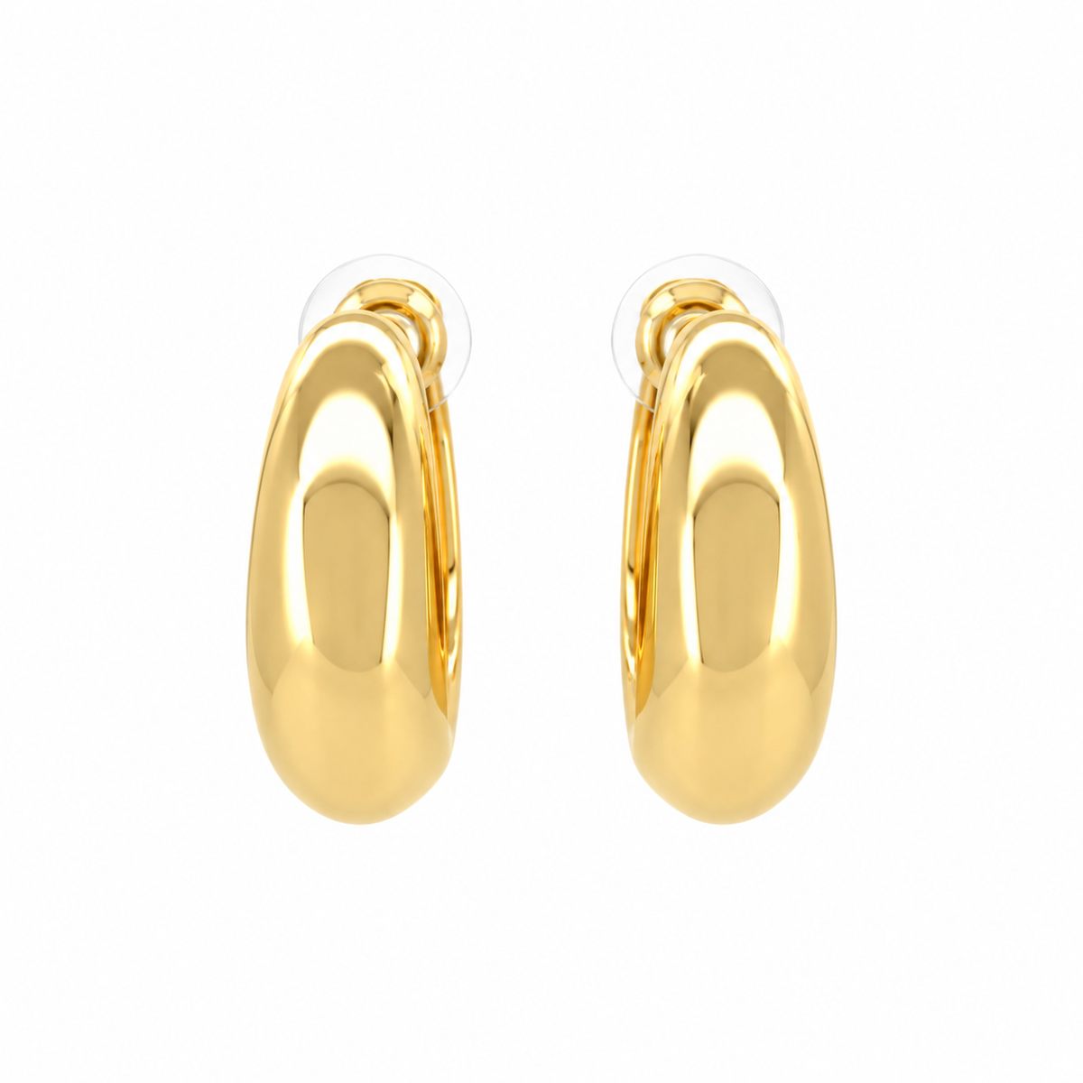 Gold-tone chunky huggie hoop earrings with a smooth, rounded shape and polished finish.