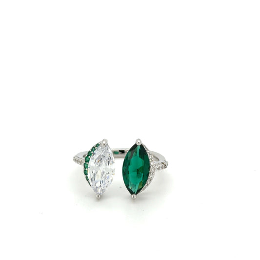 Emerald & Diamond Kiss Ring from maela