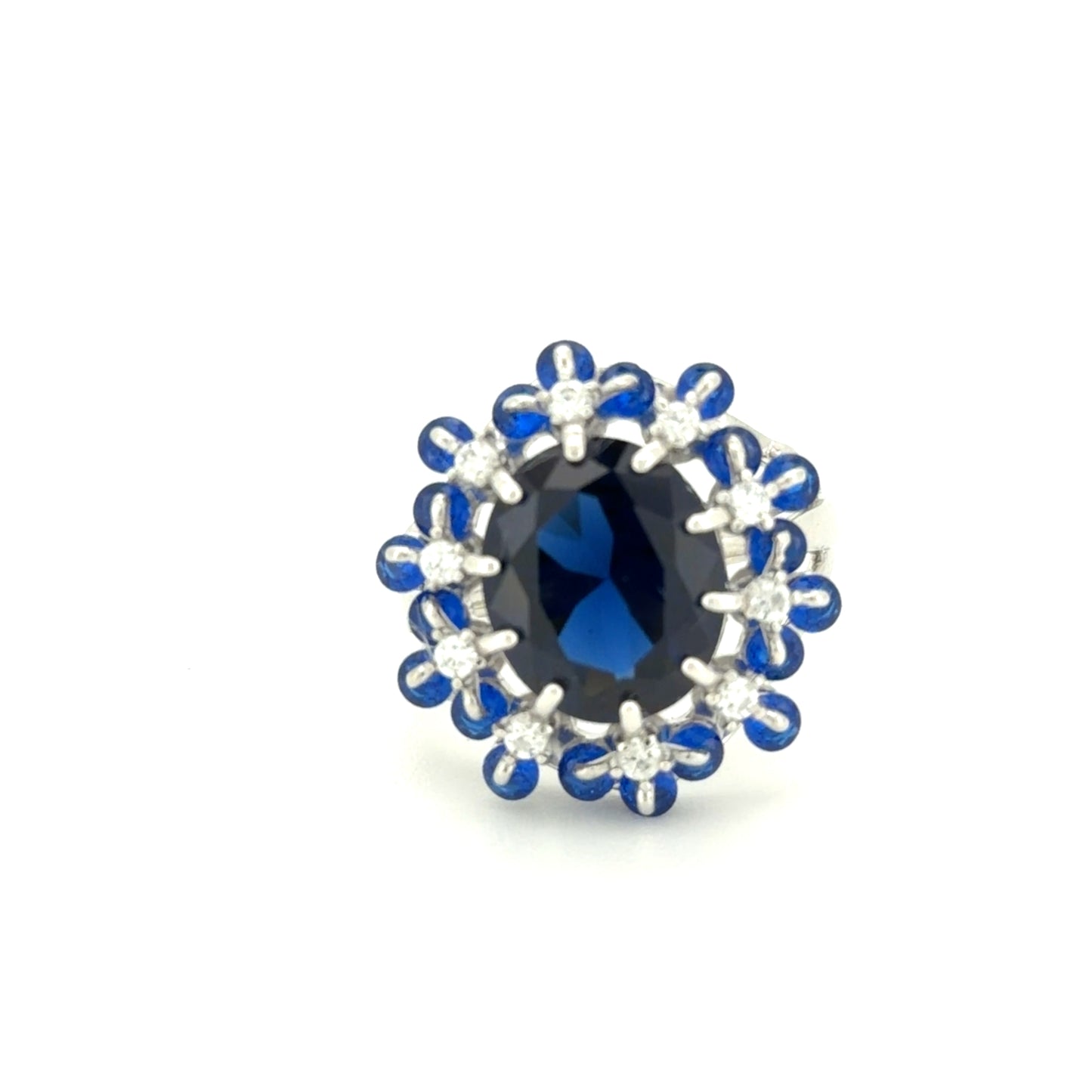 Midnight Bloom Ring by Maela crafted in sterling silver with deep gemstone centre