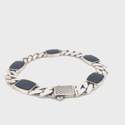 Obsidian Link Cuff Bracelet