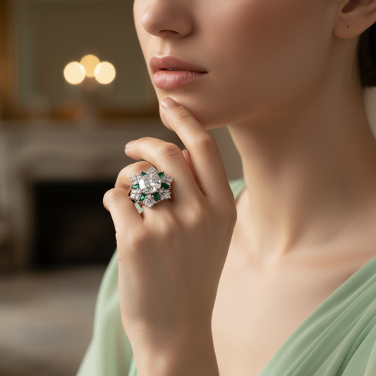 The Emerald Radiance Bloom Ring