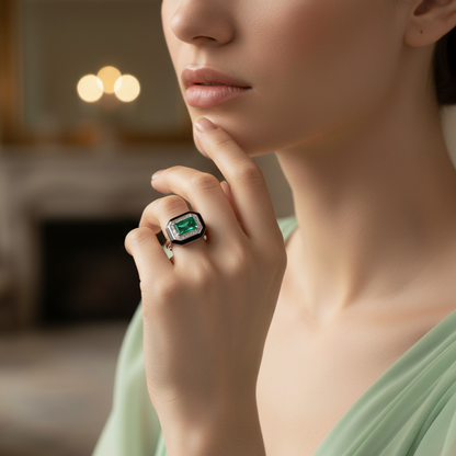 The Midnight Emerald Grandeur Ring