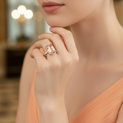 The Sunset Blossom Solitaire Ring